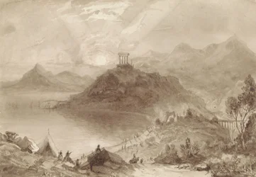 Paysage classique avec temple