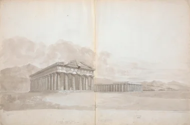 Deux ruines de temples avec études
