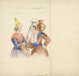 Deux femmes en costume coloré
