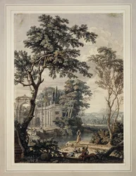 Paysage arcadien avec architecture de palais