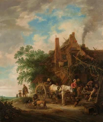 Auberge de campagne avec cheval et chariot