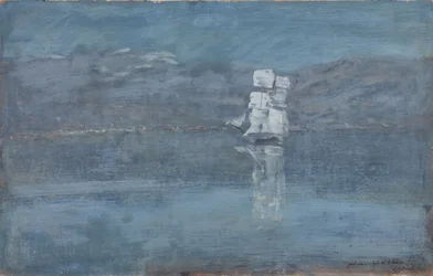 Paysage avec un voilier, fin des années 1890
