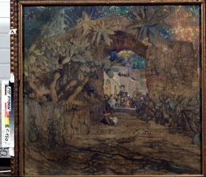 Taverne dans une grotte. Peinture de Isaak Izrailevich Brodsky