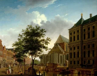 Arrière de la Nieuwe Kerk et Hôtel de Ville, Amsterdam, Hollande