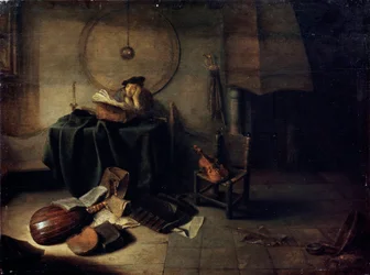 Mélancolie II Scientifique dans son studio, peinture hollandaise du 17ème siècle