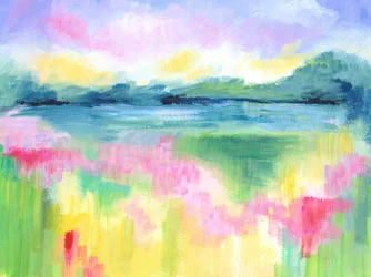 Paysage lacustre abstrait