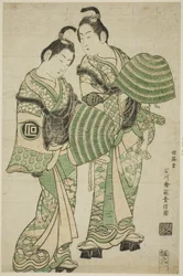 Les acteurs Onoe Kikugoro I et Sanogawa Ichimatsu I déguisés en moines mendiants (komuso)