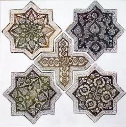 Cinq carreaux, Kashan, Iran