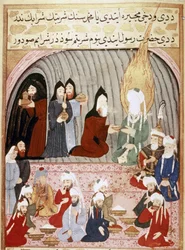 MUHAMMAD: Moines chrétiens servant un repas à Muhammad lors de son voyage en Syrie