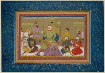 Yusuf Adil Shah sur son trône avec les quatre prochains monarques de Bijapur, c.1750