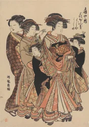 Les courtisanes Hanaofuki, Yoshiya et Yoshino du bordel Ōgiya