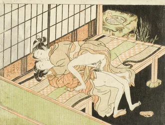 Amants sur une véranda la nuit