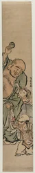Deux enfants mendiant un bijou à Hotei, vers 1770