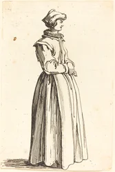 Jeune femme, de profil, face à droite