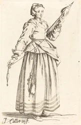 Jeune femme avec quenouille, face à droite