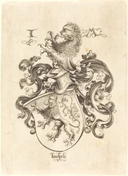 Blason avec lion, vers 1480-1490