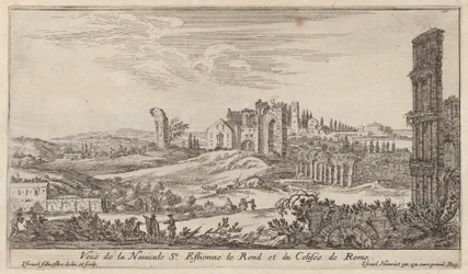 Vue de la Navicule St. Estienne le Rond et du Colisée de Rome