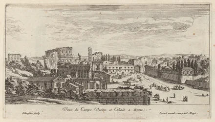 Vue du Campo Vaccino et Colisée à Rome