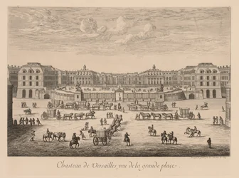 Vue du château de Versailles, vue de la Grande Place