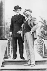 Giuseppe Verdi, compositeur italien (1813-1901), et le ténor Francesco Tamagno (1850-1905) à Montecatini à la fin du 19ème siècle
