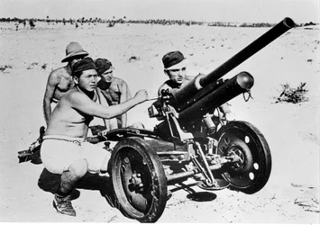 Antichar italien dans le désert libyen. 1941