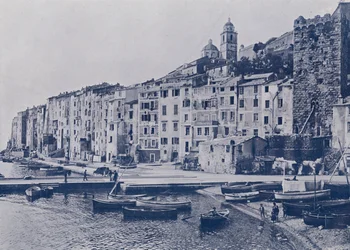 Italie : Golfe de la Spezia, Portovenere (photo n/b)
