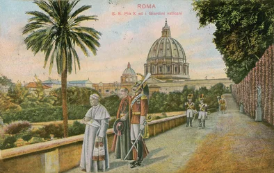 Pape Pie X dans les jardins du Vatican, Rome