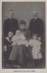 Prince Thomas, duc de Gênes et sa femme, princesse Isabelle de Bavière, avec leurs enfants