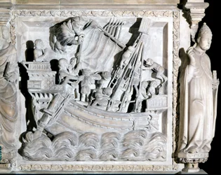 Navire du 14ème siècle. Église de Saint-Eustorgio à Milan
