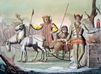 Chaman yakoute avec son entourage, Sibérie, vers 1820-1830