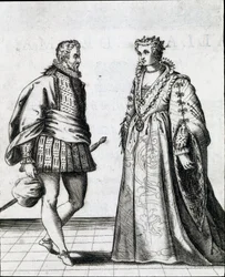 Un couple de nobles italiens. Gravure de « Il ballarino »