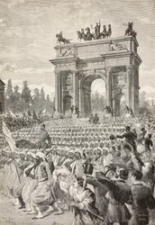 Troupes alliées entrant à Milan par l