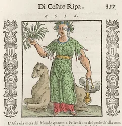 Allégorie asiatique avec un chameau. Gravure de "Iconologia" de Cesare Ripa (vers 1550-1622)