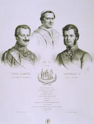 Charles Albert, Pie IX et Léopold II, 1848