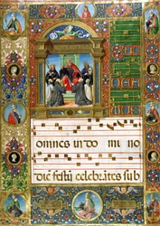 Miniature chorale avec Saint Benoît prêchant aux moines