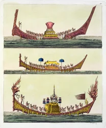 Navires cochinchinois, illustration de Le Costume Ancien et Moderne par Giulio Ferrario, publié vers 1820-30