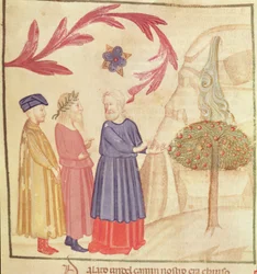 Dante et Virgile (70-19 av. J.-C.) dans le Paradis Terrestre, de La Divine Comédie de Dante Alighieri (1265-1321)
