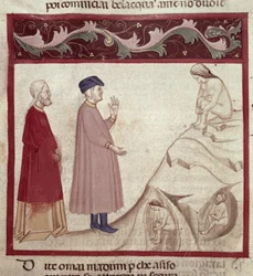 Dante et Virgile (70-19 av. J.-C.) rencontrent les âmes emprisonnées dans les rochers, de La Divine Comédie de Dante Alighieri (1265-1321)