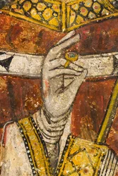 Détail du triptyque représentant San Cataldo, crypte de la cathédrale