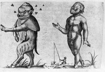 Différents types de monstres humains. Gravure tirée de « De monstrorum natura, causis et differentiis » par Fortunio Liceti (1577-1656), scientifique italien. 1646