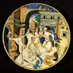 Plat représentant Samson et les Philistins, Atelier de Pesaro