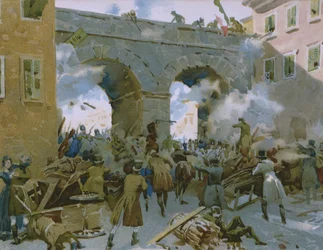 Événements du 18 au 22 mars 1848, les Milanais chassant les Autrichiens, illustration d