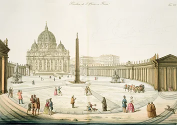 Façade de Saint-Pierre à Rome avec la place devant, planche 25 de la partie III de L