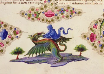 Un génie et un monstre ailé, de la Bible de Borso d