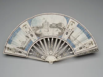 Éventail pliant avec des vues des monuments de Rome, vers 1780-90