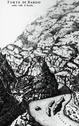Fort Bard, gravure du Theatrum Sabaudiae