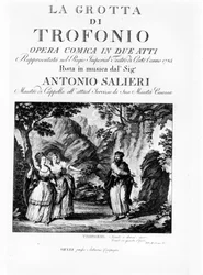Frontispice du livret de La Grotta di Trofonio, opéra comique en 2 actes par Antonio Salieri (1750 - 1825). 1785