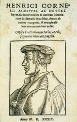 Frontispice de De Incertitudine et Vanitate Scientiarum Declamato Invectiva, par Heinrich Cornelius Agrippa, 1539