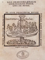 Frontispice de Lilii Graegorii Ziraldi Ferrariensis Syntagma De Mvsis par Giglio Gregorio Giraldi