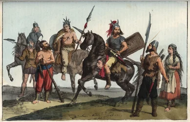 Tribu germanique des Alamans (Allemands) - tribu des Alamans (Alamannen), Alamans - gravure tirée de «Usi e Costumi di Tutti i Popoli dell
